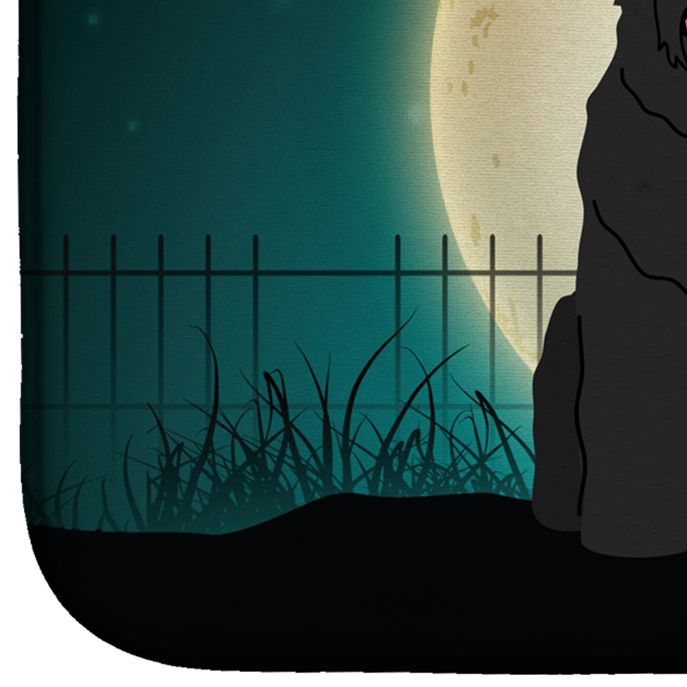 Halloween Scary Black Russian Terrier Dish Drying Mat Absorbent Dish Drying Mat Pad for Kitchen Counter Dish Drainer Mat for Countertop, 14 x 21", Multicolor