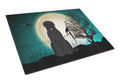 Halloween Scary Black Russian Terrier Cutting Board Tempered Glass Kitchen Cutting Surface, Heat Resistant Chopping, Non-Slip Feet, Food Prep & Serving