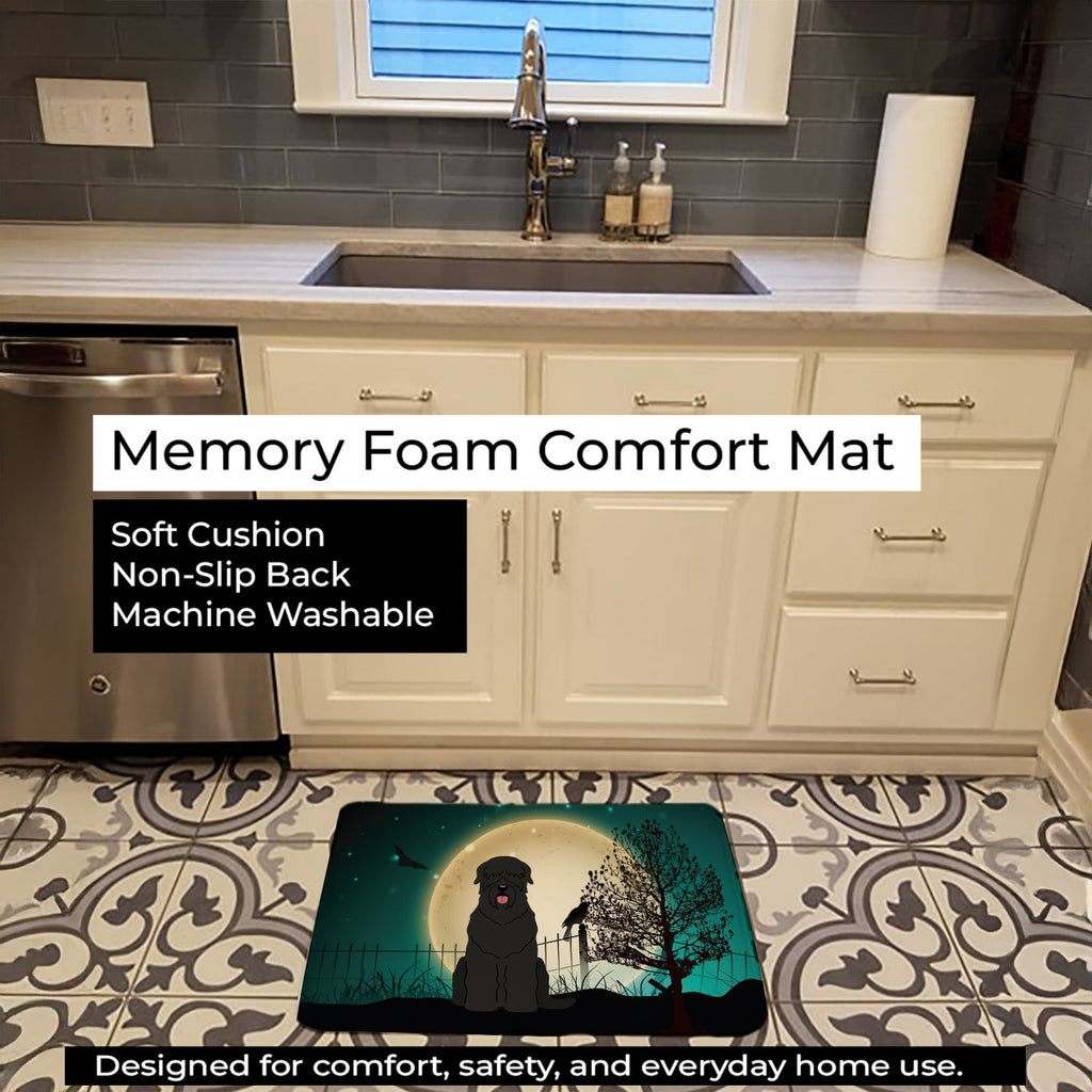 Halloween Scary Black Russian Terrier Memory Foam Kitchen Mat Machine Washable Anti-Fatigue Cushion Comfort Bath or Kitchen Rug