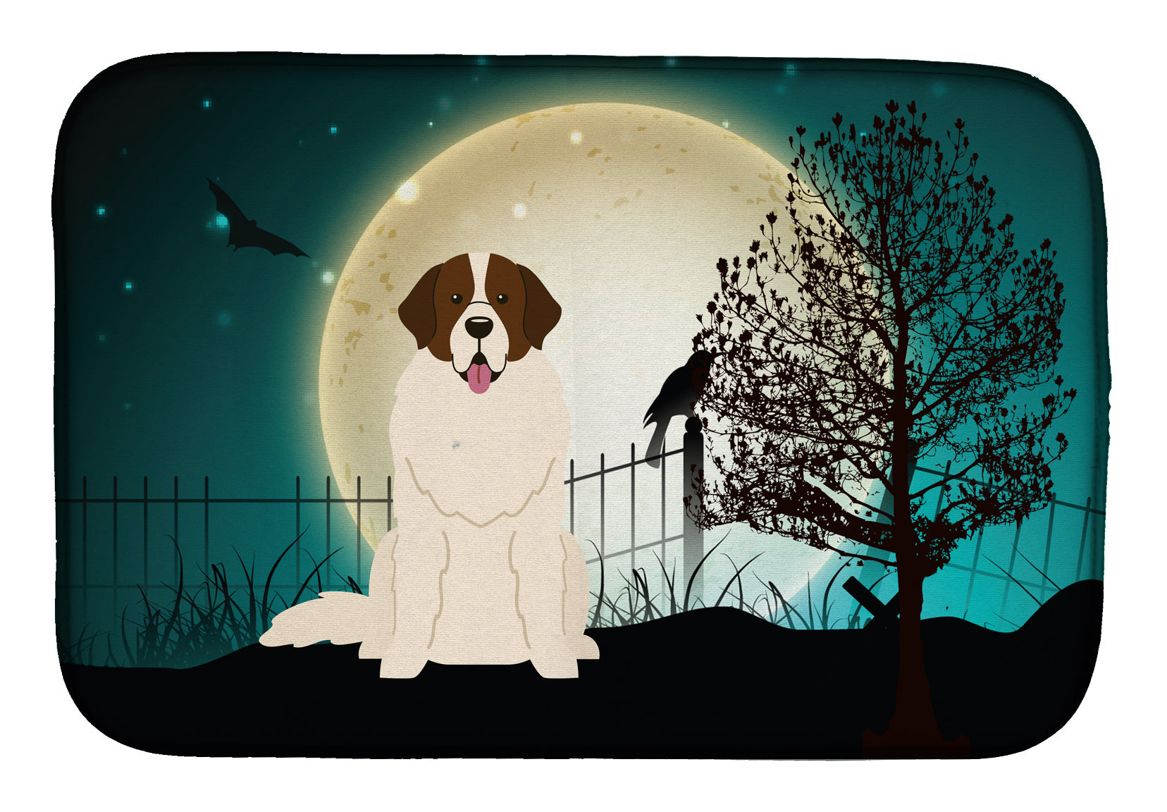 Halloween Scary Moscow Watchdog Dish Drying Mat Absorbent Dish Drying Mat Pad for Kitchen Counter Dish Drainer Mat for Countertop, 14 x 21", Multicolor