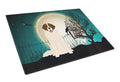 Halloween Scary Moscow Watchdog Cutting Board Tempered Glass Kitchen Cutting Surface, Heat Resistant Chopping, Non-Slip Feet, Food Prep & Serving