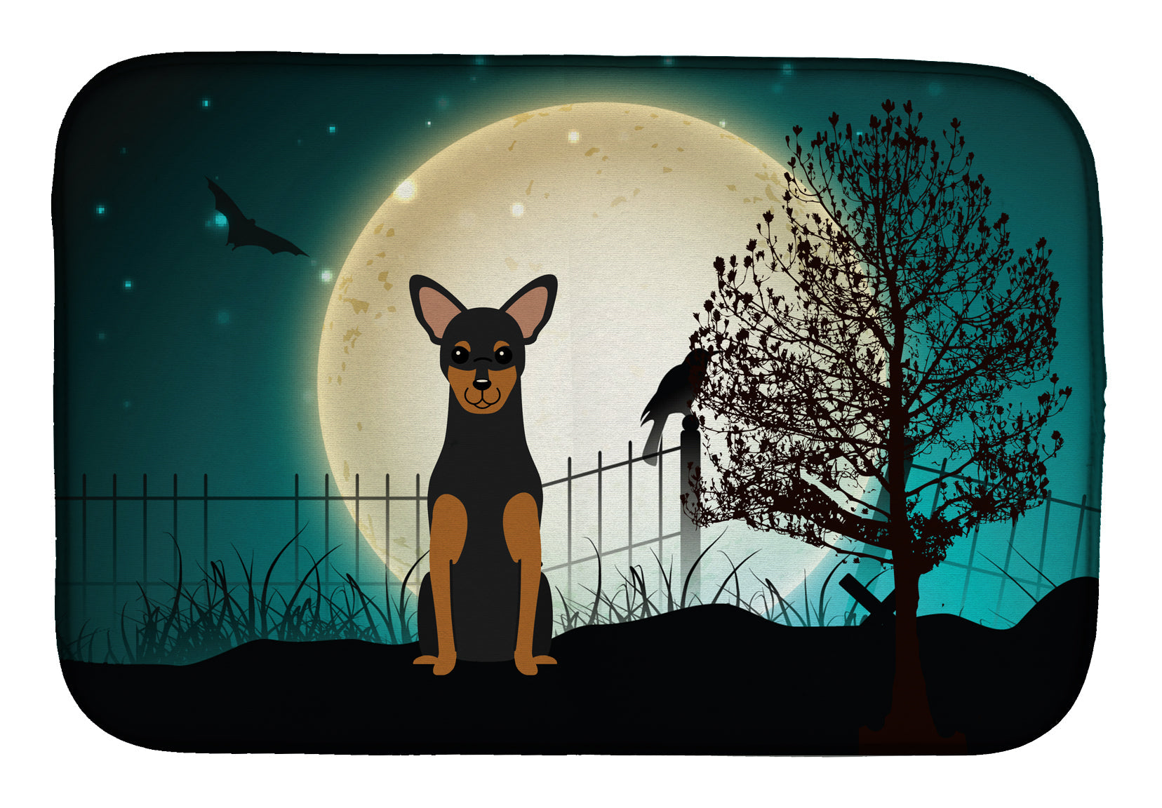 Halloween Scary Manchester Terrier Dish Drying Mat Absorbent Dish Drying Mat Pad for Kitchen Counter Dish Drainer Mat for Countertop, 14 x 21", Multicolor