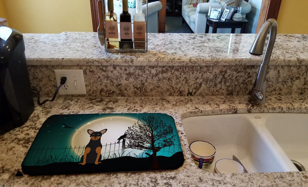 Halloween Scary Manchester Terrier Dish Drying Mat Absorbent Dish Drying Mat Pad for Kitchen Counter Dish Drainer Mat for Countertop, 14 x 21", Multicolor