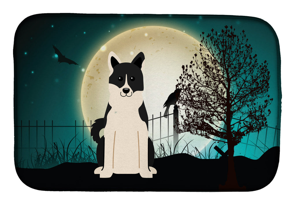 Halloween Scary Russo-European Laika Spitz Dish Drying Mat Absorbent Dish Drying Mat Pad for Kitchen Counter Dish Drainer Mat for Countertop, 14 x 21", Multicolor