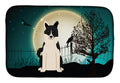 Halloween Scary Russo-European Laika Spitz Dish Drying Mat Absorbent Dish Drying Mat Pad for Kitchen Counter Dish Drainer Mat for Countertop, 14 x 21", Multicolor