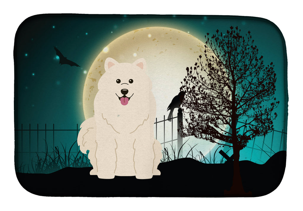 Halloween Scary Samoyed Dish Drying Mat Absorbent Dish Drying Mat Pad for Kitchen Counter Dish Drainer Mat for Countertop, 14 x 21", Multicolor
