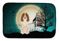 Halloween Scary Russian Spaniel Dish Drying Mat Absorbent Dish Drying Mat Pad for Kitchen Counter Dish Drainer Mat for Countertop, 14 x 21", Multicolor