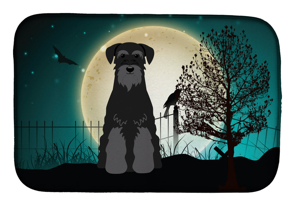 Halloween Scary Standard Schnauzer Black Dish Drying Mat Absorbent Dish Drying Mat Pad for Kitchen Counter Dish Drainer Mat for Countertop, 14 x 21", Multicolor