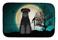 Halloween Scary Standard Schnauzer Black Dish Drying Mat Absorbent Dish Drying Mat Pad for Kitchen Counter Dish Drainer Mat for Countertop, 14 x 21", Multicolor