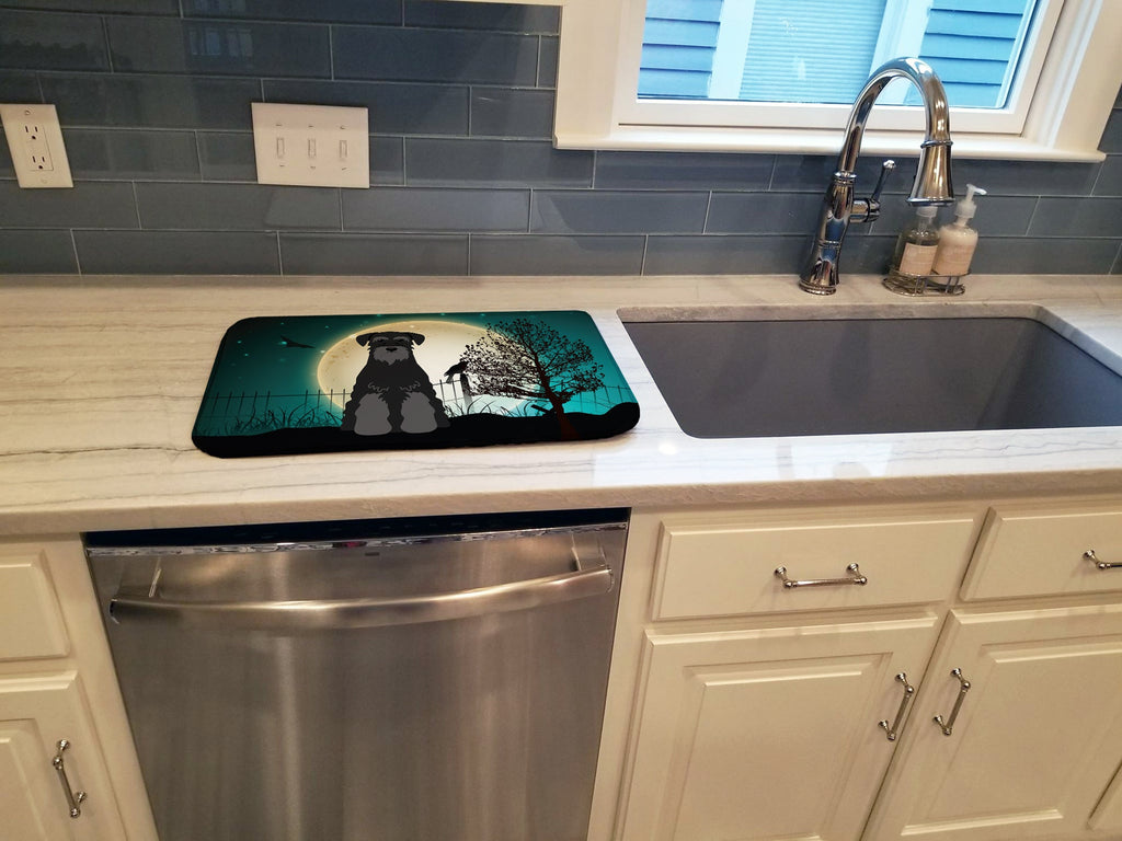 Halloween Scary Standard Schnauzer Black Dish Drying Mat Absorbent Dish Drying Mat Pad for Kitchen Counter Dish Drainer Mat for Countertop, 14 x 21", Multicolor