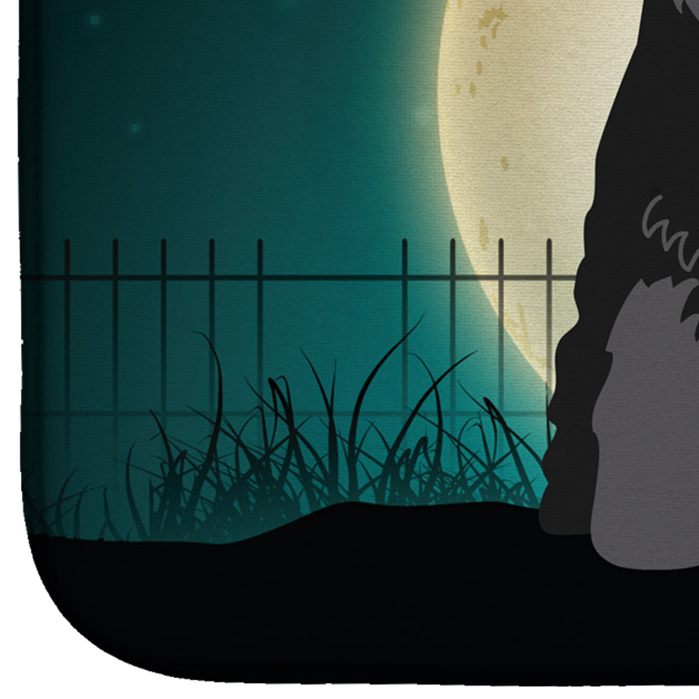 Halloween Scary Standard Schnauzer Black Dish Drying Mat Absorbent Dish Drying Mat Pad for Kitchen Counter Dish Drainer Mat for Countertop, 14 x 21", Multicolor