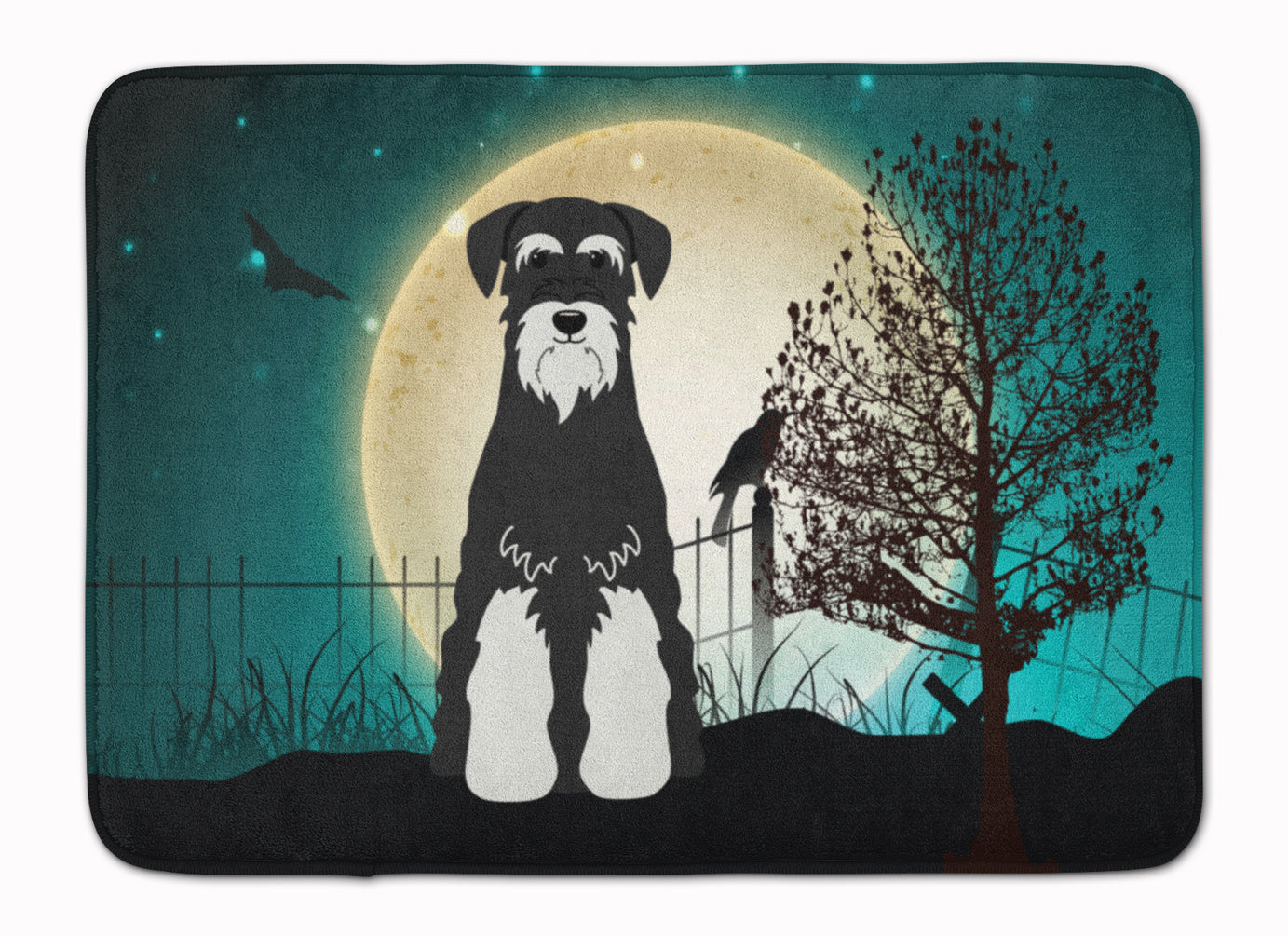 Halloween Scary Standard Schnauzer Salt and Pepper Memory Foam Kitchen Mat Machine Washable Anti-Fatigue Cushion Comfort Bath or Kitchen Rug