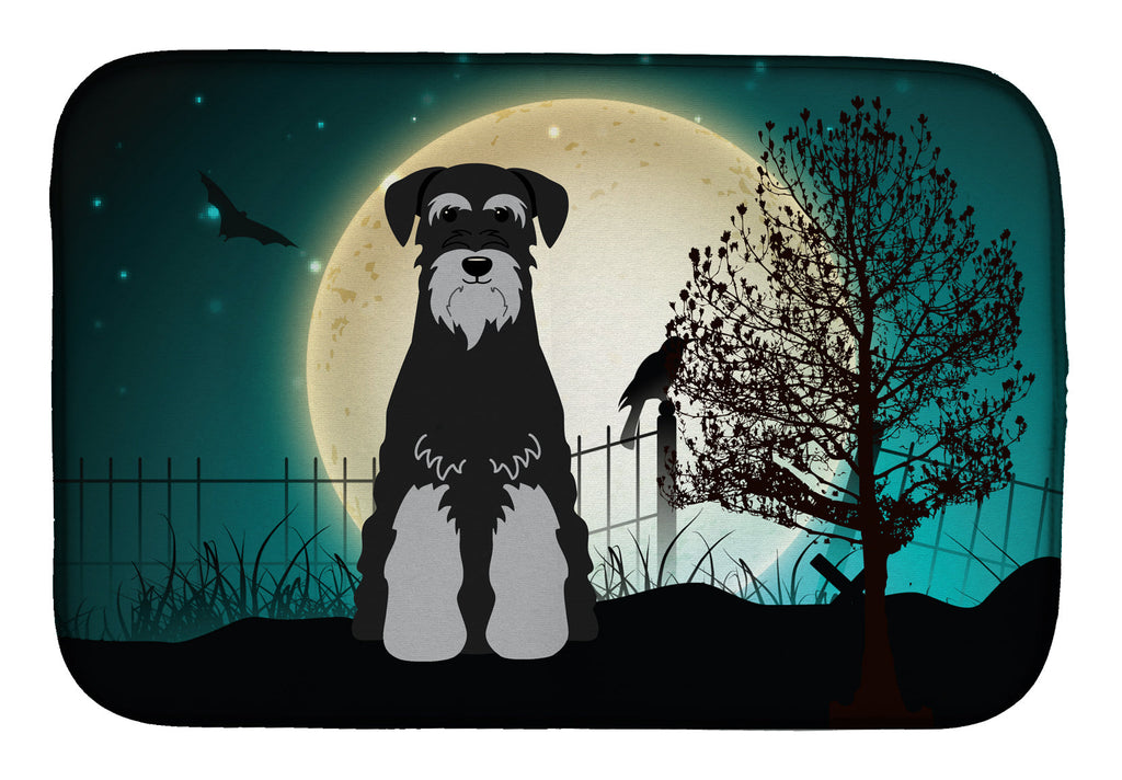 Halloween Scary Standard Schnauzer Black Grey Dish Drying Mat Absorbent Dish Drying Mat Pad for Kitchen Counter Dish Drainer Mat for Countertop, 14 x 21", Multicolor