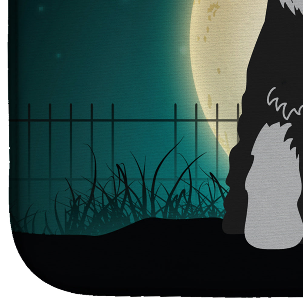 Halloween Scary Standard Schnauzer Black Grey Dish Drying Mat Absorbent Dish Drying Mat Pad for Kitchen Counter Dish Drainer Mat for Countertop, 14 x 21", Multicolor