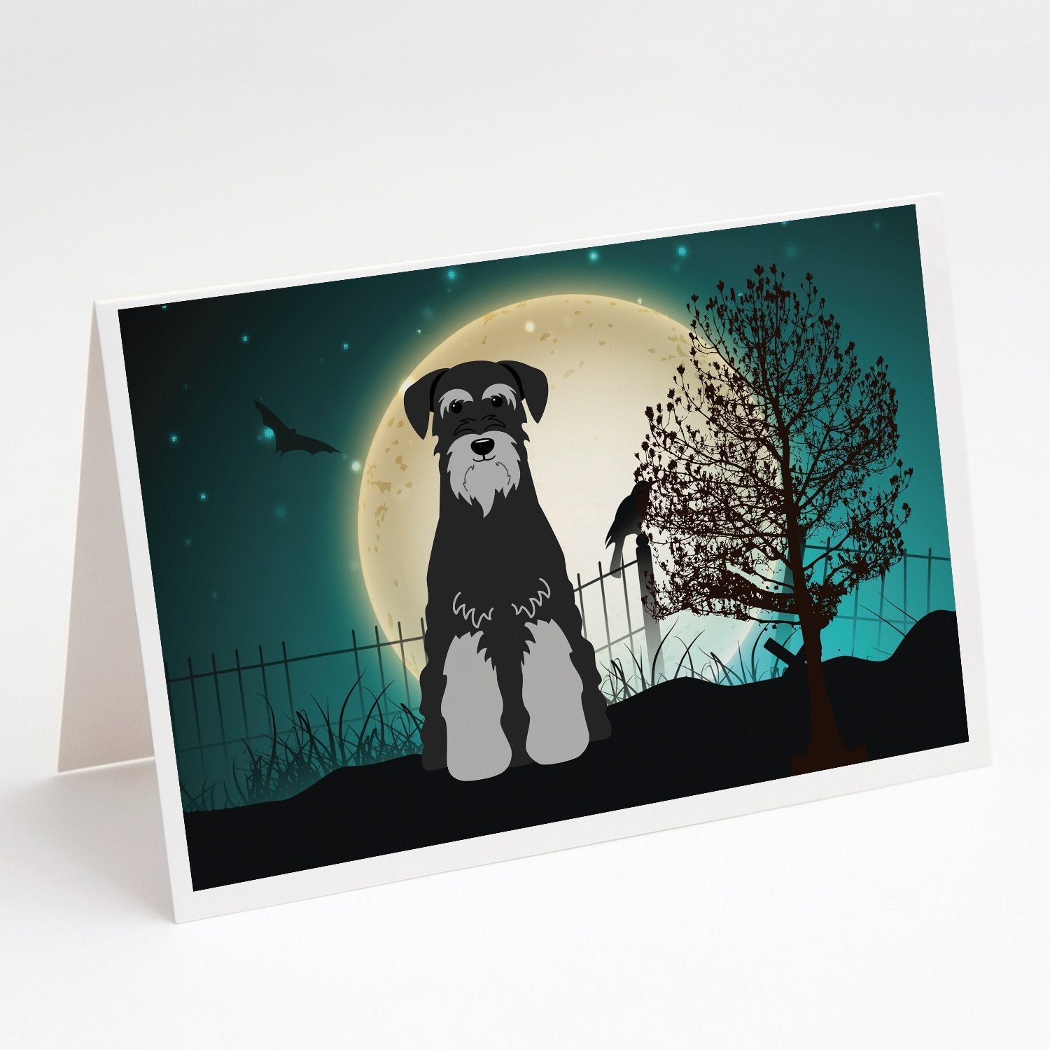 Halloween Scary Standard Schnauzer Black Grey Greeting Cards Pack of 8 Blank Cards with Envelopes Whimsical A7 Size 5x7