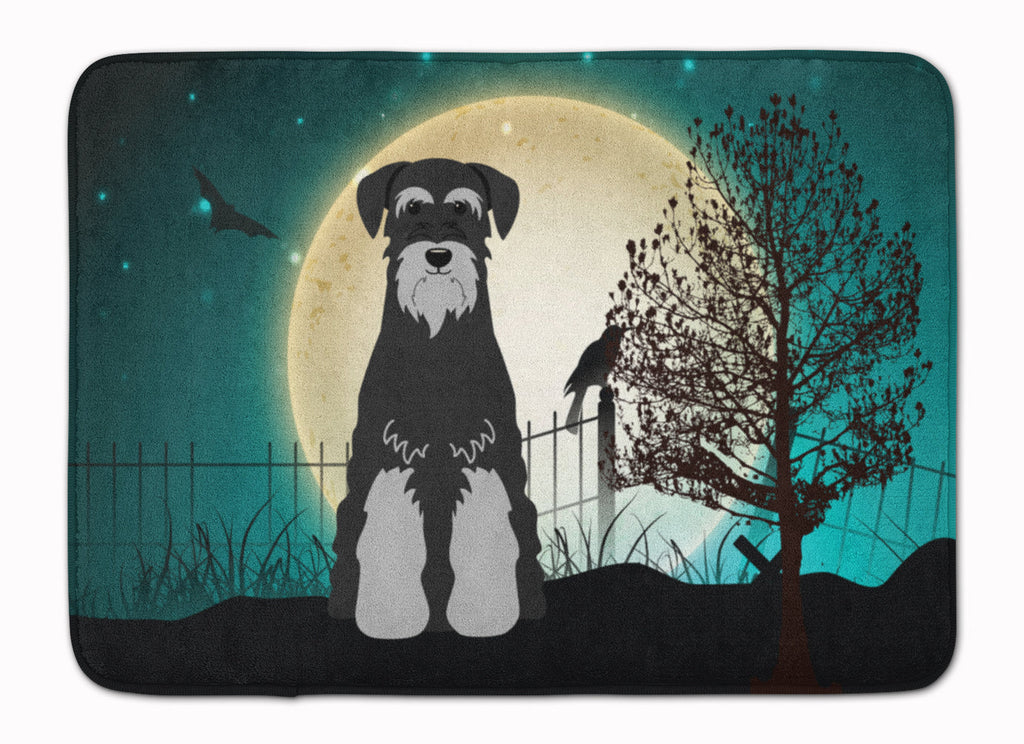 Halloween Scary Standard Schnauzer Black Grey Memory Foam Kitchen Mat Machine Washable Anti-Fatigue Cushion Comfort Bath or Kitchen Rug