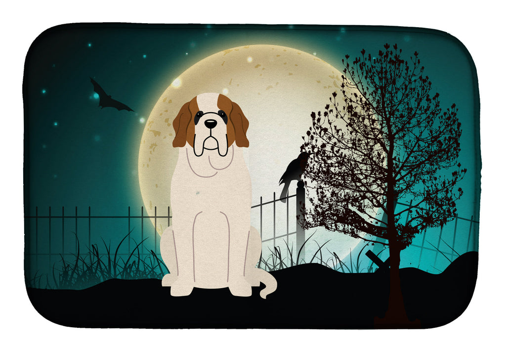 Halloween Scary Saint Bernard Dish Drying Mat Absorbent Dish Drying Mat Pad for Kitchen Counter Dish Drainer Mat for Countertop, 14 x 21", Multicolor
