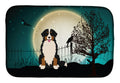 Halloween Scary Bernese Mountain Dog Dish Drying Mat Absorbent Dish Drying Mat Pad for Kitchen Counter Dish Drainer Mat for Countertop, 14 x 21", Multicolor