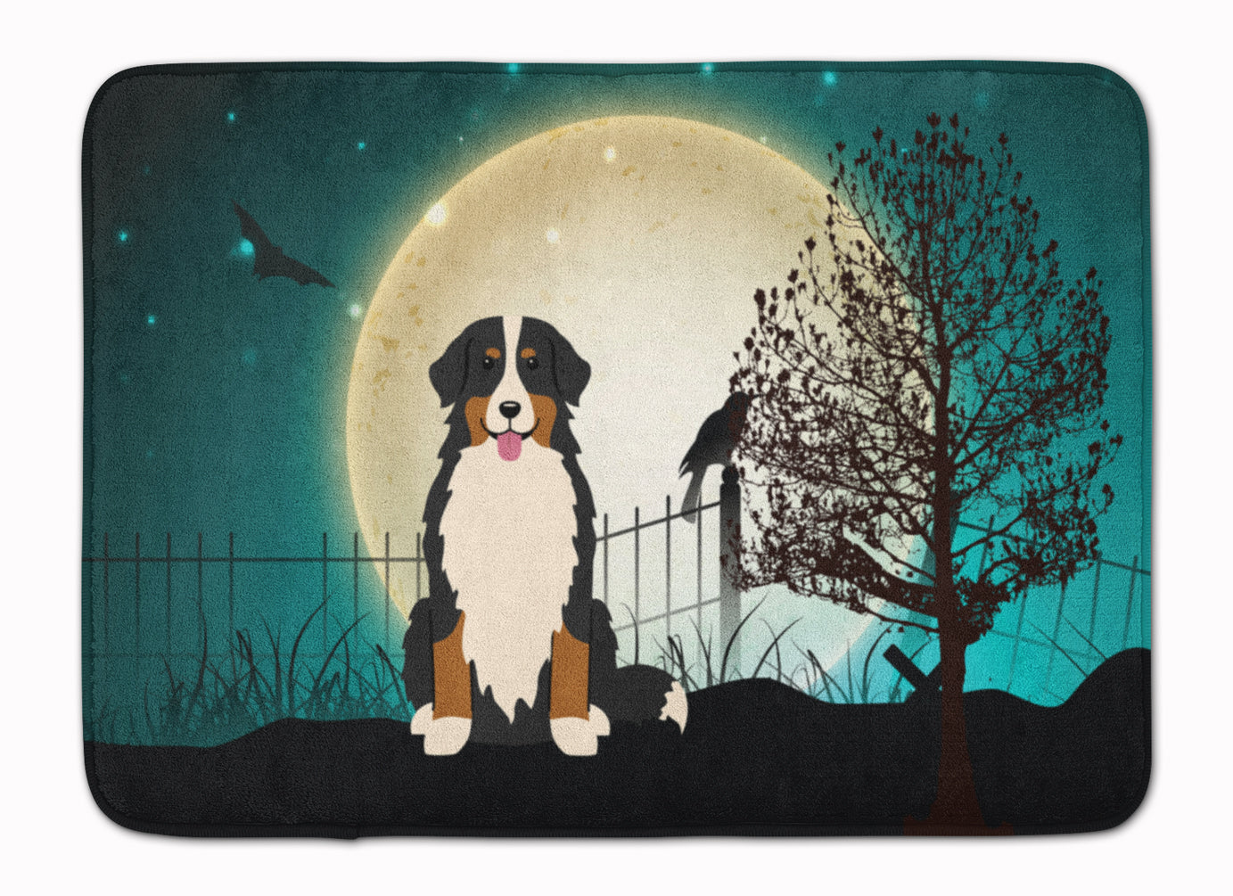 Halloween Scary Bernese Mountain Dog Memory Foam Kitchen Mat Machine Washable Anti-Fatigue Cushion Comfort Bath or Kitchen Rug