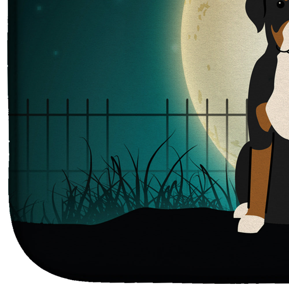 Halloween Scary Greater Swiss Mountain Dog Dish Drying Mat Absorbent Dish Drying Mat Pad for Kitchen Counter Dish Drainer Mat for Countertop, 14 x 21", Multicolor