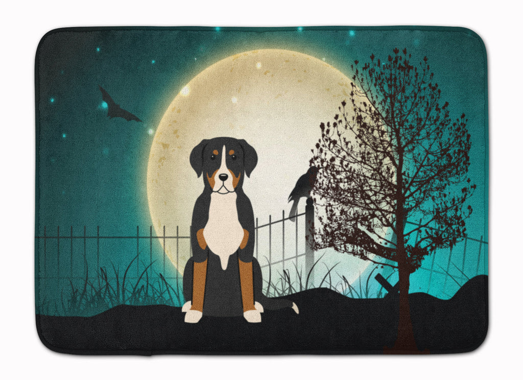 Halloween Scary Greater Swiss Mountain Dog Memory Foam Kitchen Mat Machine Washable Anti-Fatigue Cushion Comfort Bath or Kitchen Rug