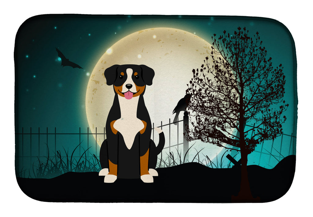 Halloween Scary Entlebucher Dish Drying Mat Absorbent Dish Drying Mat Pad for Kitchen Counter Dish Drainer Mat for Countertop, 14 x 21", Multicolor
