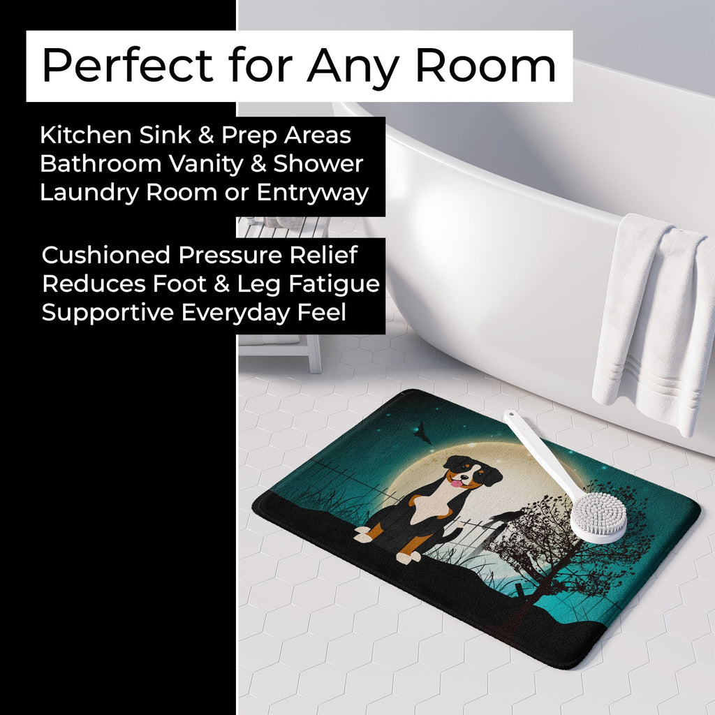 Halloween Scary Entlebucher Memory Foam Kitchen Mat Machine Washable Anti-Fatigue Cushion Comfort Bath or Kitchen Rug
