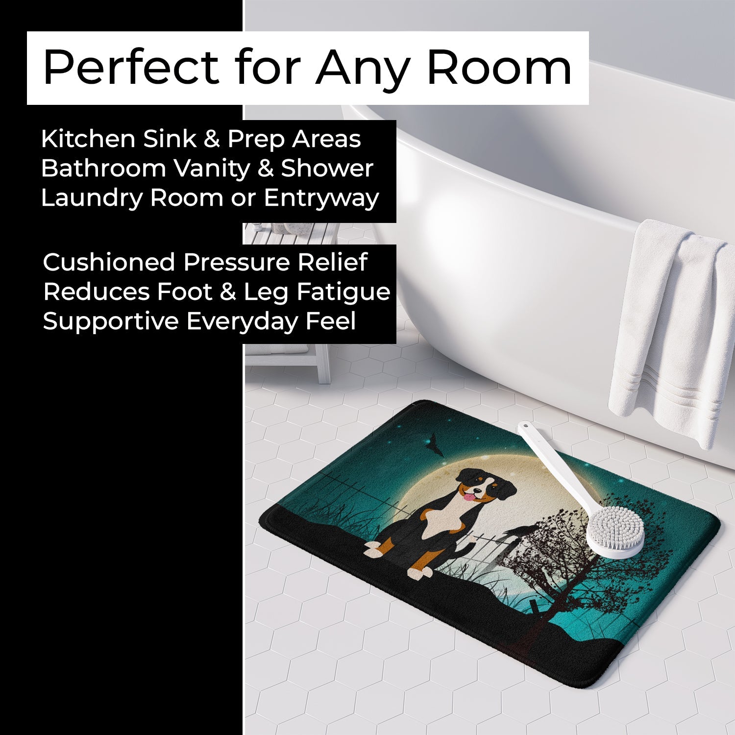 Halloween Scary Entlebucher Memory Foam Kitchen Mat Machine Washable Anti-Fatigue Cushion Comfort Bath or Kitchen Rug