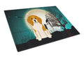 Halloween Scary Beagle Tricolor Cutting Board Tempered Glass Kitchen Cutting Surface, Heat Resistant Chopping, Non-Slip Feet, Food Prep & Serving