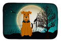 Halloween Scary Airedale Dish Drying Mat Absorbent Dish Drying Mat Pad for Kitchen Counter Dish Drainer Mat for Countertop, 14 x 21", Multicolor