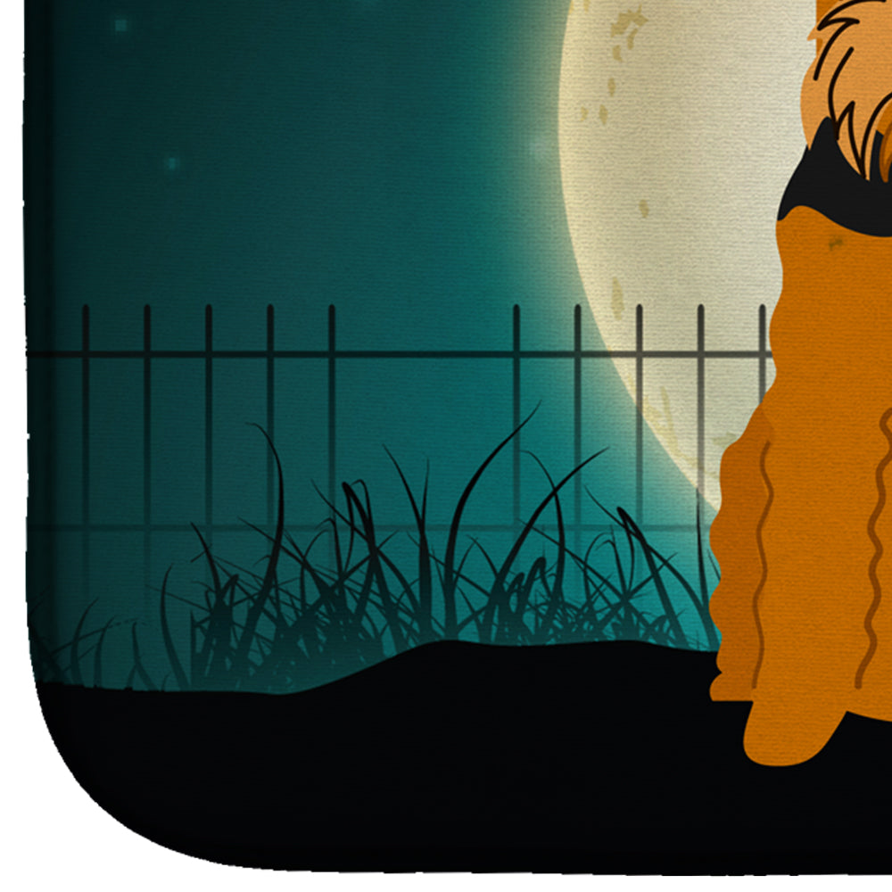 Halloween Scary Airedale Dish Drying Mat Absorbent Dish Drying Mat Pad for Kitchen Counter Dish Drainer Mat for Countertop, 14 x 21", Multicolor