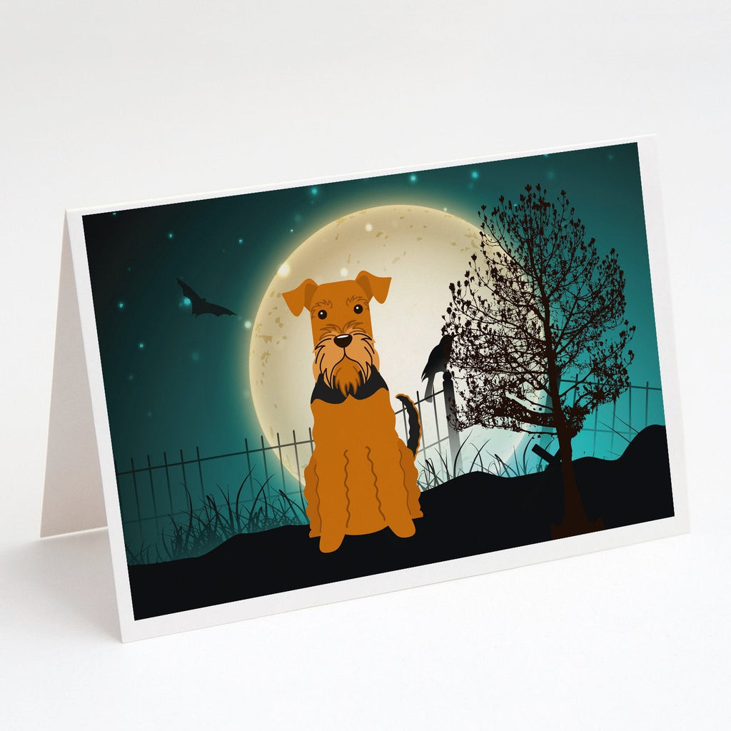 Halloween Scary Airedale Greeting Cards Pack of 8 Blank Cards with Envelopes Whimsical A7 Size 5x7