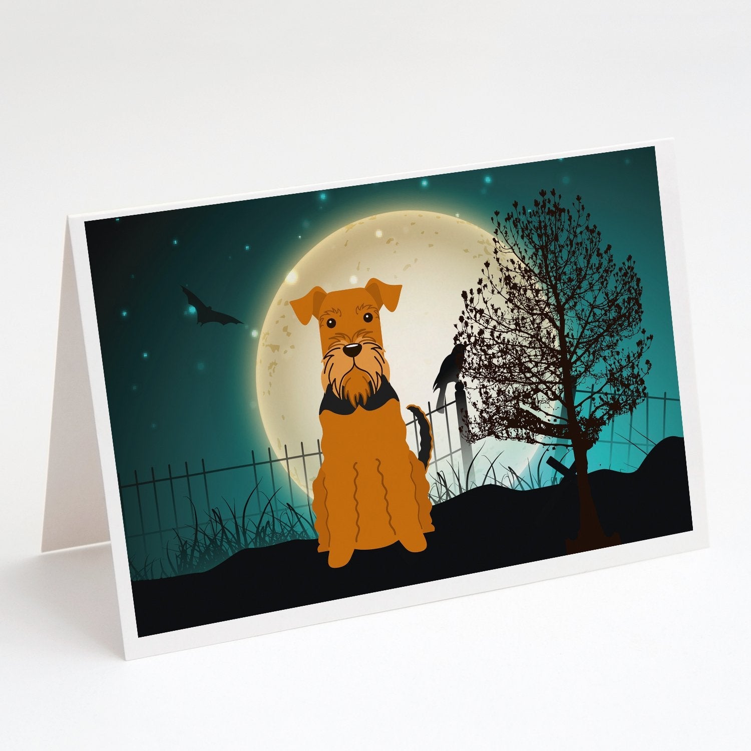 Halloween Scary Airedale Greeting Cards Pack of 8 Blank Cards with Envelopes Whimsical A7 Size 5x7
