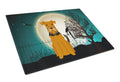 Halloween Scary Airedale Cutting Board Tempered Glass Kitchen Cutting Surface, Heat Resistant Chopping, Non-Slip Feet, Food Prep & Serving