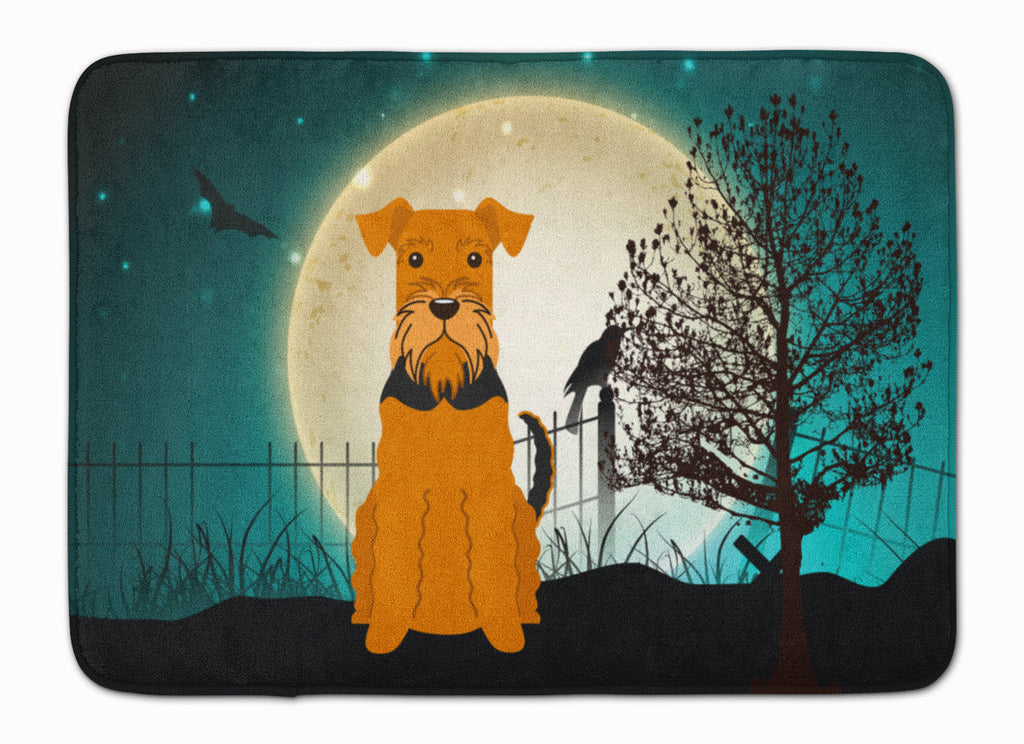 Halloween Scary Airedale Memory Foam Kitchen Mat Machine Washable Anti-Fatigue Cushion Comfort Bath or Kitchen Rug