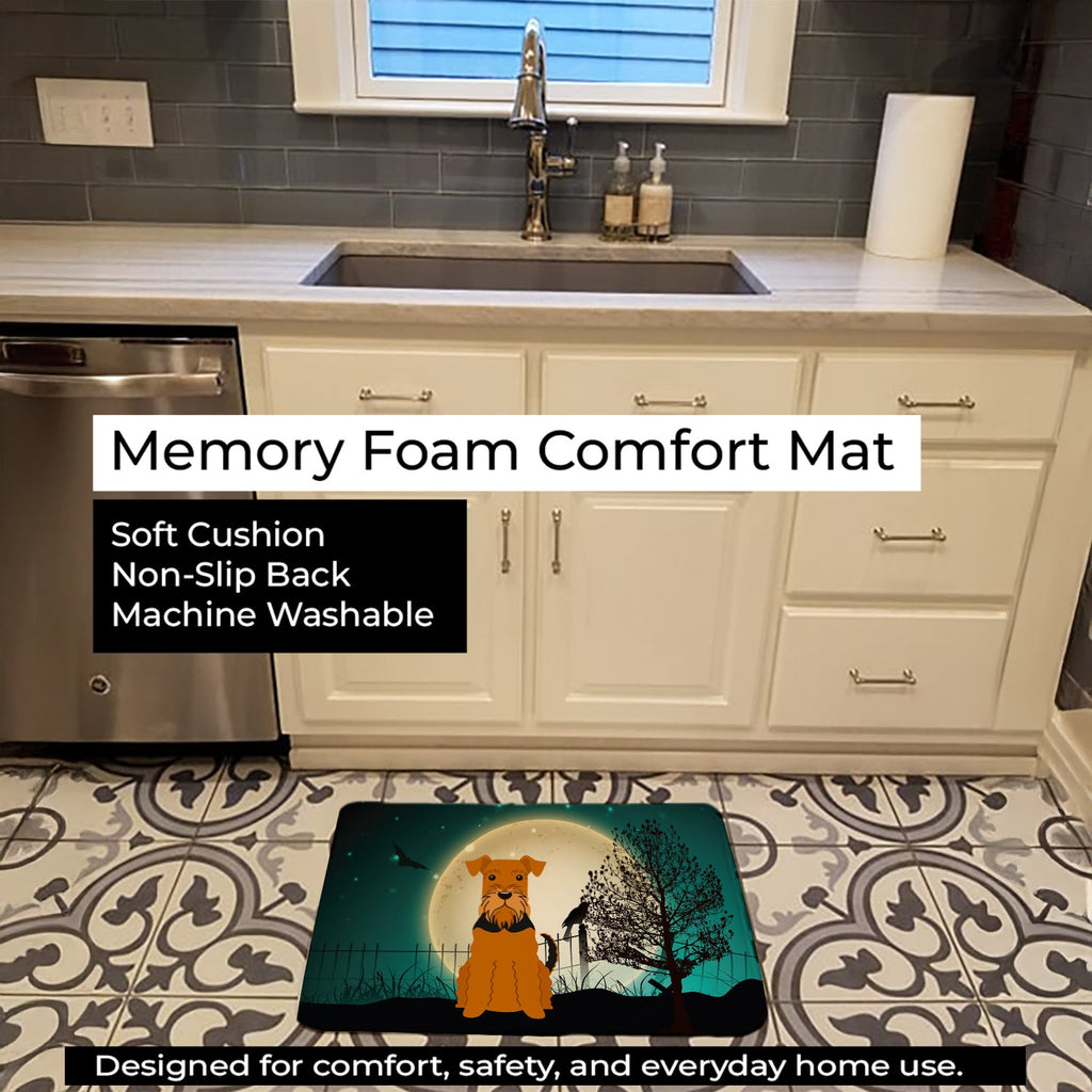 Halloween Scary Airedale Memory Foam Kitchen Mat Machine Washable Anti-Fatigue Cushion Comfort Bath or Kitchen Rug