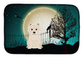 Halloween Scary Westie Dish Drying Mat Absorbent Dish Drying Mat Pad for Kitchen Counter Dish Drainer Mat for Countertop, 14 x 21", Multicolor