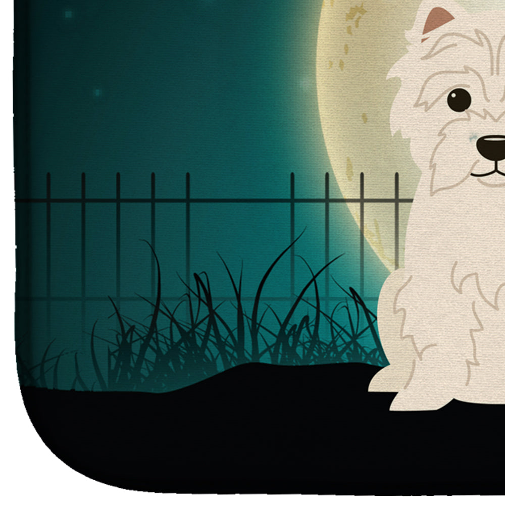 Halloween Scary Westie Dish Drying Mat Absorbent Dish Drying Mat Pad for Kitchen Counter Dish Drainer Mat for Countertop, 14 x 21", Multicolor