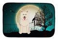 Halloween Scary White German Shepherd Dish Drying Mat Absorbent Dish Drying Mat Pad for Kitchen Counter Dish Drainer Mat for Countertop, 14 x 21", Multicolor