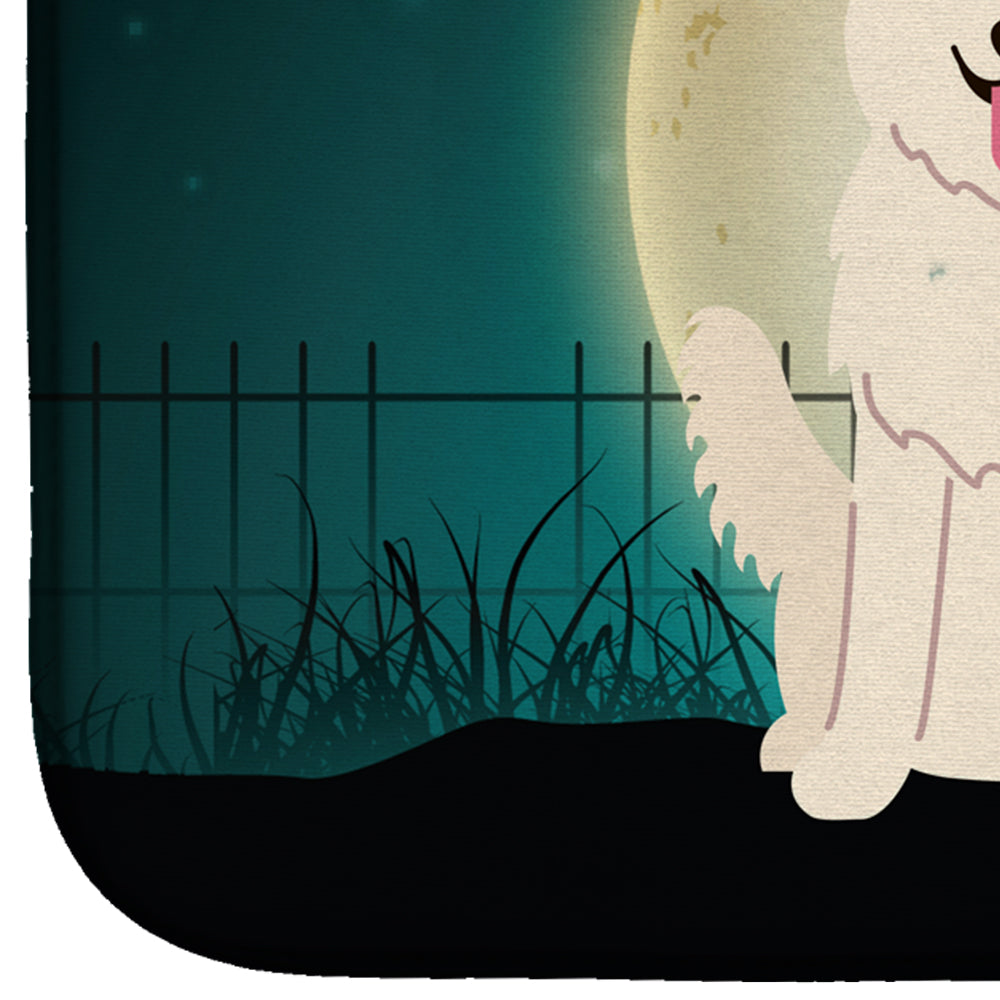 Halloween Scary White German Shepherd Dish Drying Mat Absorbent Dish Drying Mat Pad for Kitchen Counter Dish Drainer Mat for Countertop, 14 x 21", Multicolor