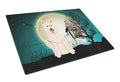 Halloween Scary White German Shepherd Cutting Board Tempered Glass Kitchen Cutting Surface, Heat Resistant Chopping, Non-Slip Feet, Food Prep & Serving
