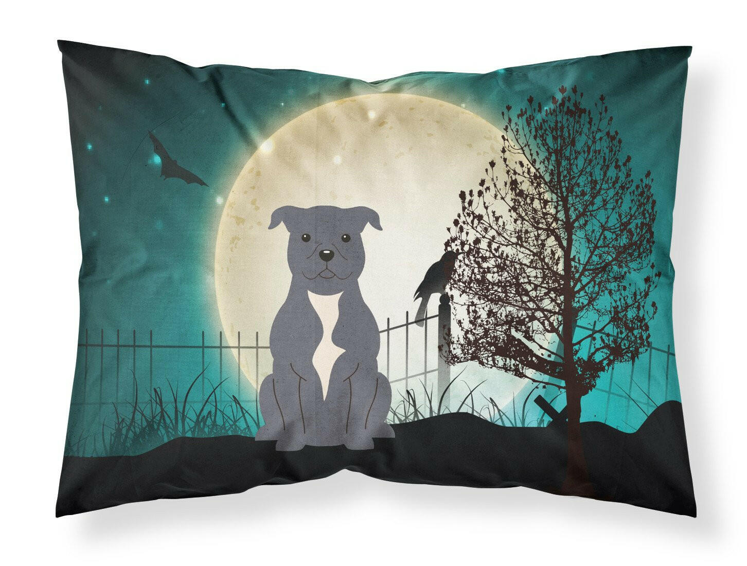 Halloween Scary Staffordshire Bull Terrier Blue Standard Pillowcase Lightweight Super Soft Easy Care Decorative Artwork Pillowcase, Standard
