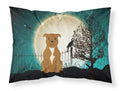 Halloween Scary Staffordshire Bull Terrier Brown Standard Pillowcase Lightweight Super Soft Easy Care Decorative Artwork Pillowcase, Standard