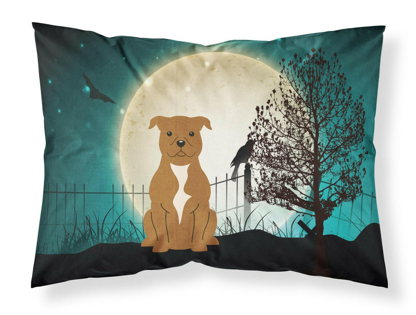 Halloween Scary Staffordshire Bull Terrier Brown Standard Pillowcase Lightweight Super Soft Easy Care Decorative Artwork Pillowcase, Standard