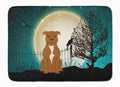Halloween Scary Staffordshire Bull Terrier Brown Memory Foam Kitchen Mat Machine Washable Anti-Fatigue Cushion Comfort Bath or Kitchen Rug