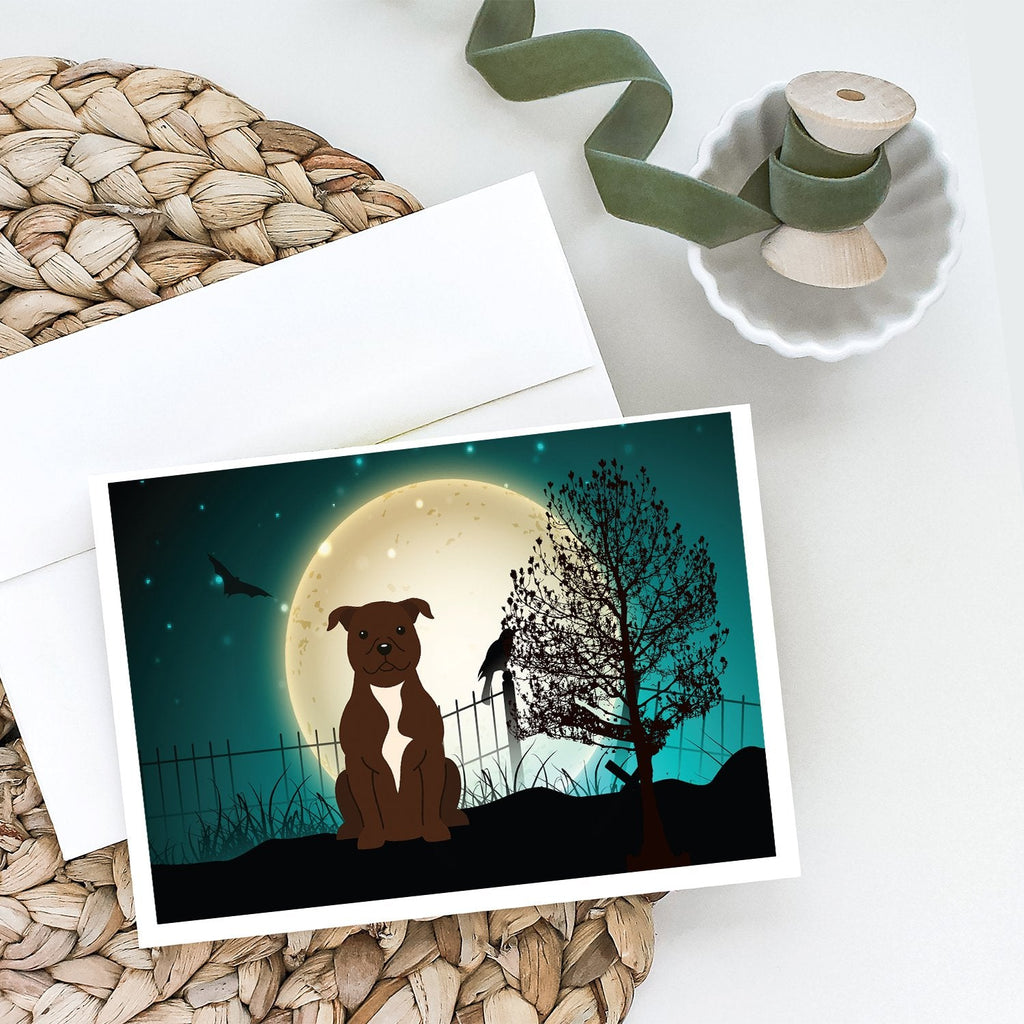 Halloween Scary Staffordshire Bull Terrier Chocolate Greeting Cards Pack of 8 Blank Cards with Envelopes Whimsical A7 Size 5x7