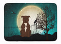 Halloween Scary Staffordshire Bull Terrier Chocolate Memory Foam Kitchen Mat Machine Washable Anti-Fatigue Cushion Comfort Bath or Kitchen Rug