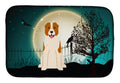 Halloween Scary Central Asian Shepherd Dog Dish Drying Mat Absorbent Dish Drying Mat Pad for Kitchen Counter Dish Drainer Mat for Countertop, 14 x 21", Multicolor