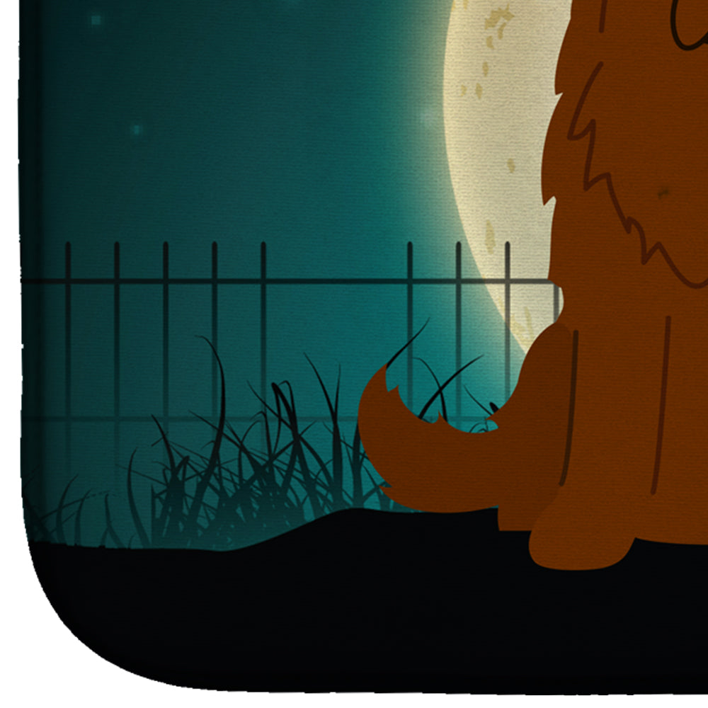Halloween Scary Caucasian Shepherd Dog Dish Drying Mat Absorbent Dish Drying Mat Pad for Kitchen Counter Dish Drainer Mat for Countertop, 14 x 21", Multicolor