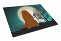 Halloween Scary Caucasian Shepherd Dog Cutting Board Tempered Glass Kitchen Cutting Surface, Heat Resistant Chopping, Non-Slip Feet, Food Prep & Serving
